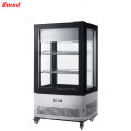 Dessert Shop Display Counters 4 Sides Glass Freezer Cooling Showcase